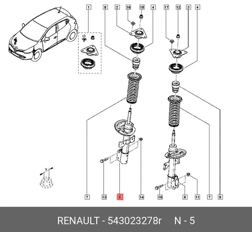 АМОРТИЗАТОР ПОДВЕСКИ 543023278R RENAULT