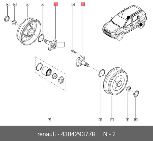 ОСЬ КОЛЕСА ЗАД. BB13 430429377R RENAULT