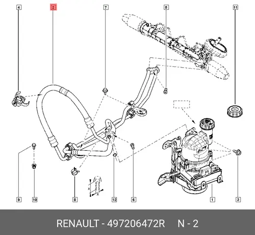 Шланг ГУР RENAULT 497206472R