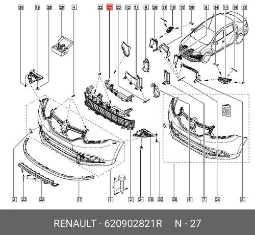 Усилитель бампера RENAULT 620902821R