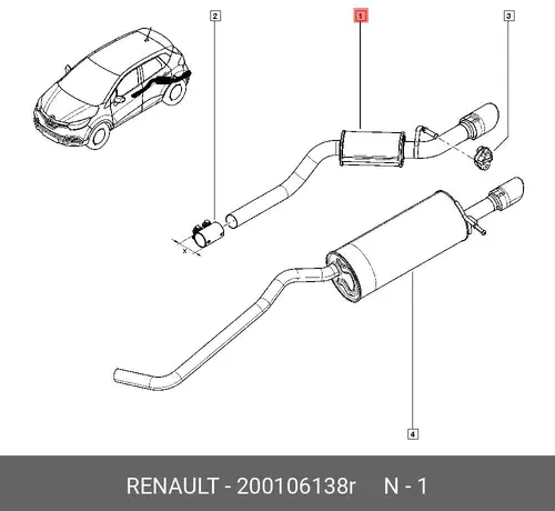  ЗАДН ЧАСТЬ ГЛУШИТЕЛЯ 200106138R RENAULT