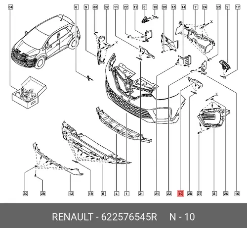  ДЕФЛЕКТОР РАДИАТОРА ЛЕВ (ПЛАС) 622576545R RENAULT