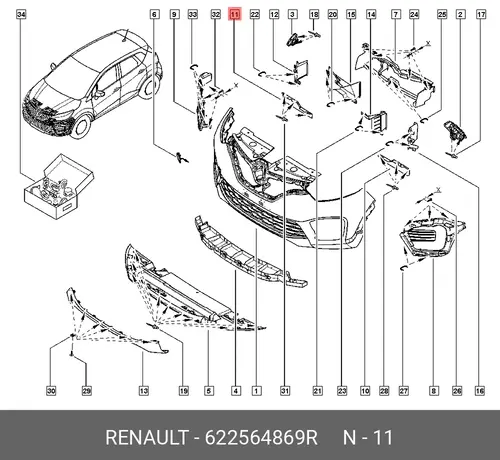  ДЕФЛЕКТОР РАДИАТОРА ПРАВ (ПЛАС) 622564869R RENAULT