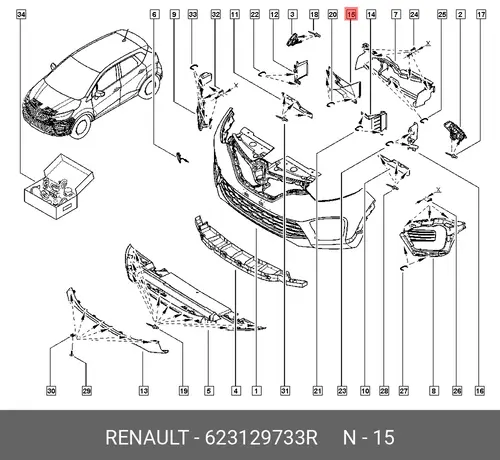ДЕФЛЕКТОР РАДИАТОРА ПРАВ.(ПЛАС) 623129733R RENAULT