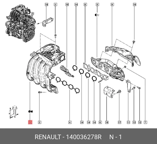  Впускной коллектор 140036278R RENAULT