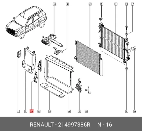  КРОНШТЕЙН РАДИАТОРА ПРАВ (МЕТ) 214997386R RENAULT