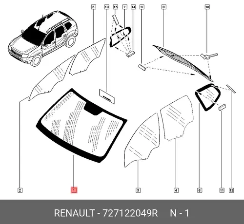 727122049R СТЕКЛО ЛОБОВОЕ RENAULT