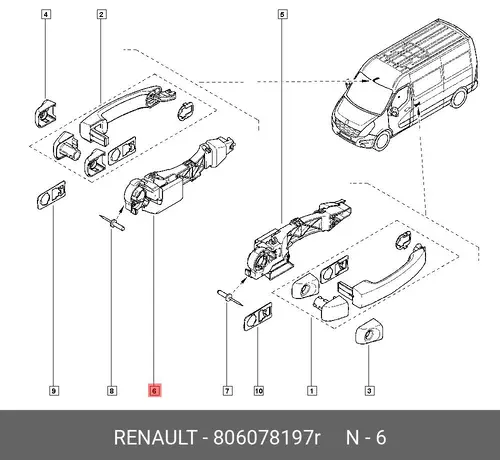 Ручка двери RENAULT 806078197R