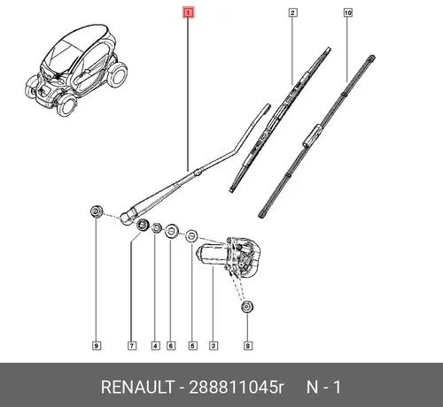 ПОВОДОК СТЕКЛООЧИСТ ПЕР (МЕТ) 288811045R RENAULT