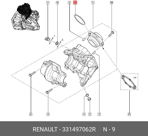  УПЛОТНИТ КОЛЬЦО РЕДУКТОРА ЗАДН ПРИВ(РЕЗ) 331497062R RENAULT
