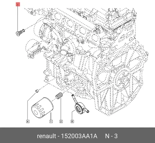Фильтр масляный RENAULT 152003AA1A
