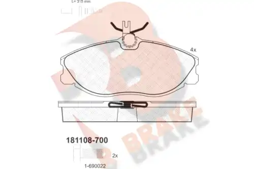 Тормозные колодки дисковые R BRAKE RB1108-700
