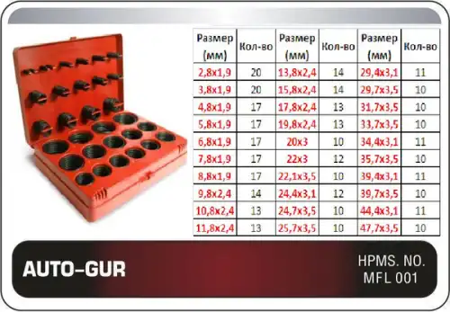 AUTO-GUR (ORINGKIT5) КОЛЬЦО УПЛОТНИТЕЛЬНОЕ 387 ШТУК НАБОР!!