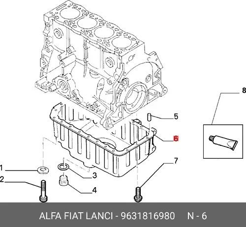 Поддон картера двигателя ALFA ROMEO 9631816980