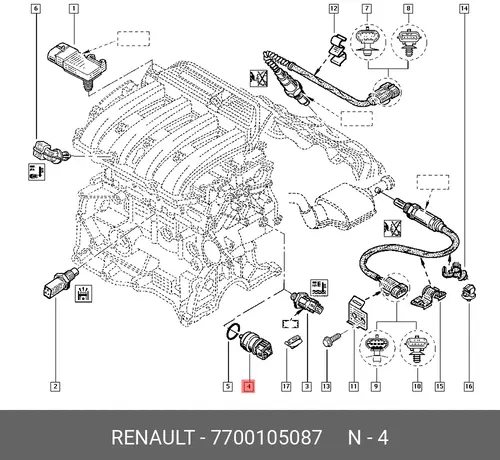 Свеча зажигания RENAULT 77 00 105 087