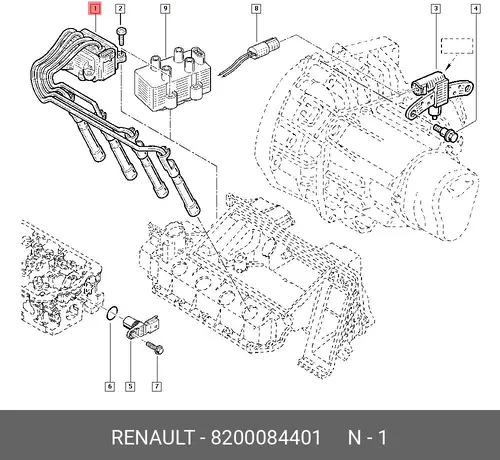 Катушка зажигания RENAULT 8200084401
