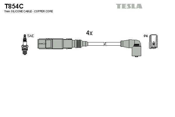 Высоковольтные провода (провода зажигания) TESLA T854C