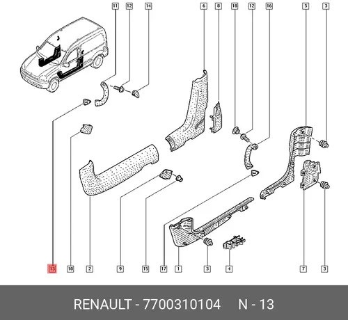 Ручка двери RENAULT 7700310104