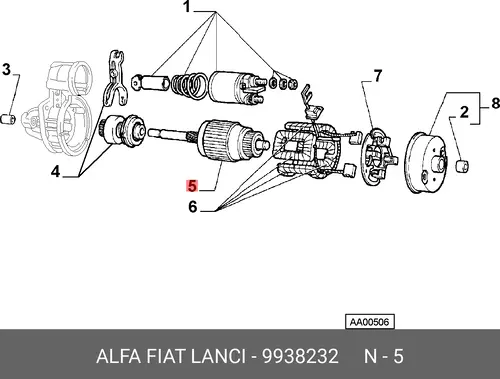 Якорь стартера 9938232 LANCIA