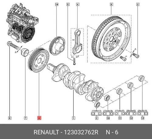 Шкив коленвала RENAULT 123032762R