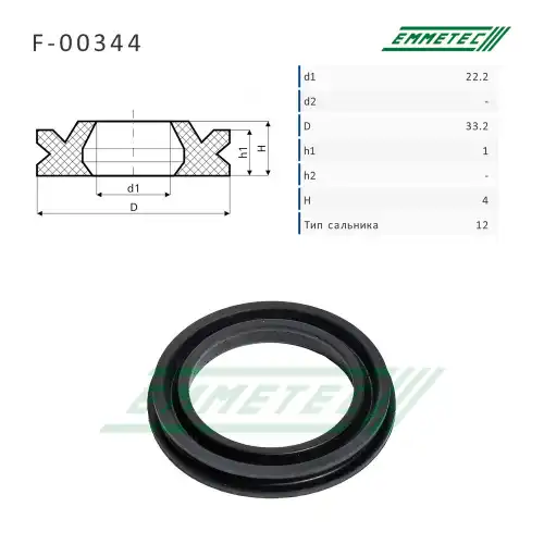 F-00344_Сальник 22.20/33.20x1.00/4.00 тип 12 EMMETEC