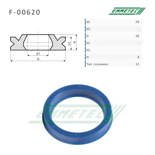 F-00620 Сальник 28,00/36,00x8,00 тип 12 EMMETEC
