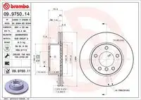 Тормозной диск BREMBO 09.9750.14 вентилируемый передняя ось