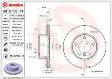 Тормозной диск BREMBO 09.9750.14 вентилируемый передняя ось