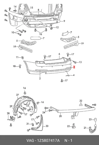  ОБЛИЦОВКА БАМПЕРА 1Z5807417A VAG