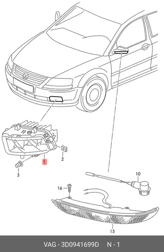 Фара противотуманная VAG 3D0941699D