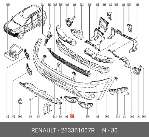 Решетка бампера RENAULT 263361007R