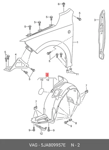 Подкрылок VAG 5JA809957E