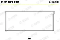 вкладыши шатунные к-кт! STD (6)\ VW LT, Volvo 640/940 2.4D 78> 71-3442/6 STD GLYCO