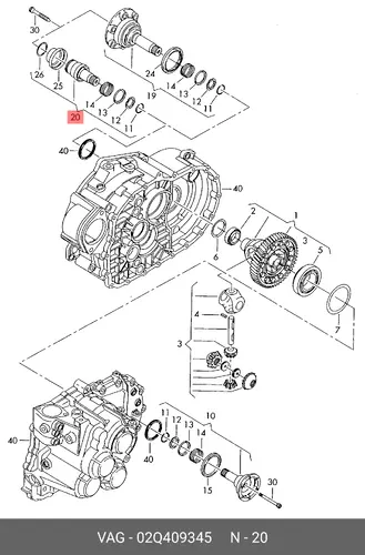 Вал приводной 02Q409345 VAG