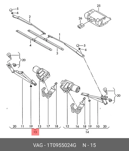 Мотор стеклоочистителя VAG 1T0955024G