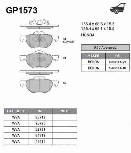 Тормозные колодки дисковые передняя ось SANGSIN GP1573