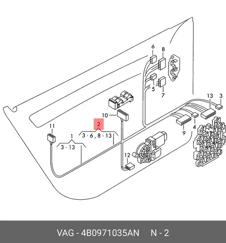 Жгут проводов двери l 4B0971035AN VAG
