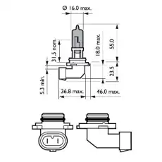 Автолампа галогенная P22d PHILIPS 9006WHVB1 HB4 12