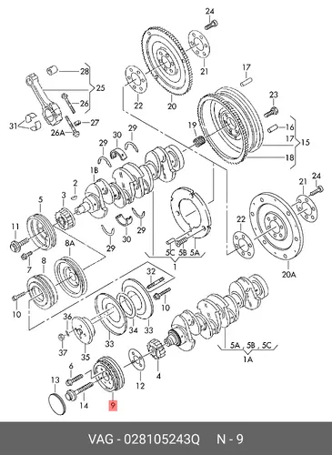 шкив коленвала Audi 028105243Q VAG