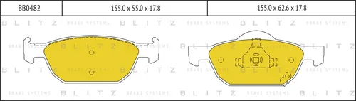 Тормозные колодки дисковые передняя ось BLITZ BB0482
