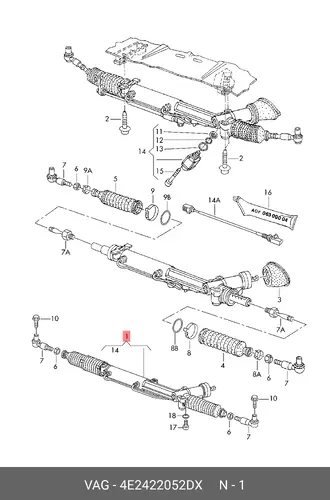 РУЛЕВАЯ ПЕРЕДАЧА С ГИДРОУСИЛИТЕЛЕМ 4E2 422 052 DX VAG