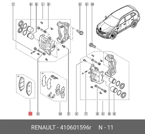 Тормозные колодки дисковые RENAULT 410601596R