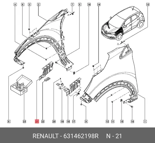  КРОНШТ КРЫЛА ПЕР ПРА 631462198R RENAULT