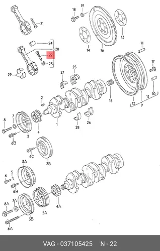 Болт шатуна 037 105 425 VAG