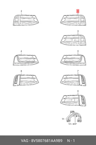 Решетка бампера VAG 8V5807681AA9B9