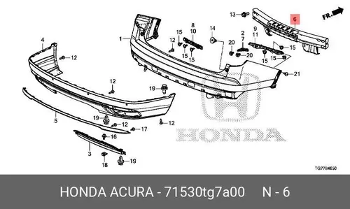 Усилитель бампера HONDA 71530TG7A00
