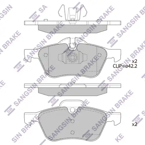 Тормозные колодки дисковые передняя ось SANGSIN SP2243