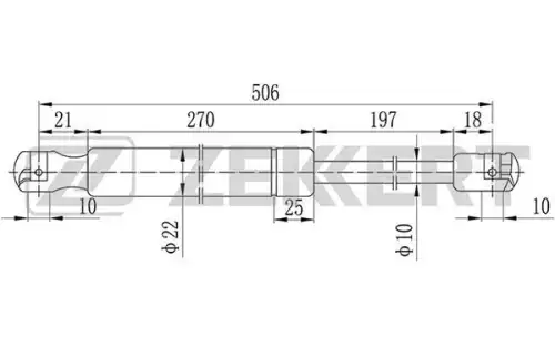 Амортизатор (упор) багажника ZEKKERT GF-1088