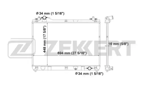Радиатор системы охлаждения двигателя ZEKKERT MK-1200