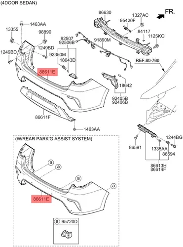 БАМПЕР ЗАДНИЙ 86611H0000 MOBIS
